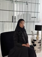 عباية بليزر جاكار رمادي غامق مطبوع نص كلوش /صيفية