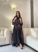 عباية شيفون مطبوع ورد مبطن شيفون فيتنامي كلوش