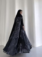 عباية شيفون اسود سادة مع شيفون مموج مكسر كلوش ‎‏‎‏...