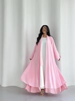 طبقتين كريب وردي مع كريب وردي منقط ابيض