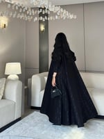 عباية كتان مطبوع القصة دبل كلوش