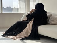 عباية كريب أمريكي مع بوال الماني وردي