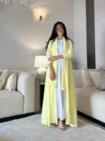 عباية لنن لون أصفر كلوش ‏‎‏‎‏‎‏‎‏‎‏‎