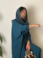 عباية كريب مكسر نص بشت تركواز