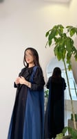 عباية لنن بحريني اسود وأزرق مع طبقة تل واقف وكلفة...