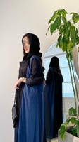 عباية لنن بحريني اسود وأزرق مع طبقة تل واقف وكلفة...