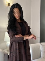 ‎ عباية دبل فيس جاكار بني وأسود كلوش