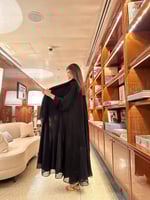 عباية شيفون اسود سادة طبقتين