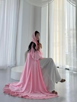 طبقتين كريب وردي مع كريب وردي منقط ابيض