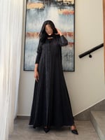 عباية جاكار تركي رمادي غامق بنقشة مرشوشة (سبلاش)