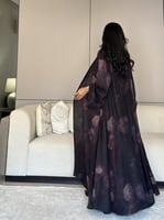 عباية شيفون مطبوع ورد مبطن شيفون فيتنامي كلوش