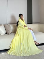 عباية لنن لون أصفر كلوش ‏‎‏‎‏‎‏‎‏‎‏‎