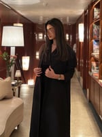 بليزر اسود كتان مع تفتة