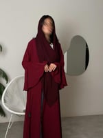 عباية كريب مكسر كلوش عنابي