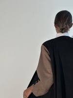 عباية شامواه اسود كم بني مع زراير