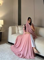 عباية كريب امريكي وردي مع لولو