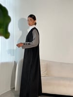 عباية شامواه اسود كم رمادي مع زراير