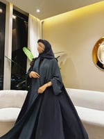 عباية كريب سي واي دبل كلوش تركواز وكحلي