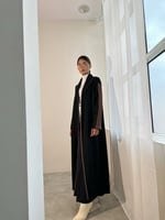 عباية شامواه اسود كم بني سادة