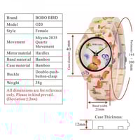 ساعة يد نسائية خشبية من بوبو بيرد برسوم فراشات ملو...