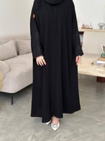 عباه طقطق نص كلوش قماش انترنت تطريز اسود على الاكم...