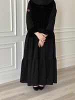 عبايه شتويه طقطق نص كلوش كامل قماش سيراميك و مخمل...