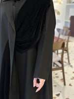 عبايه قماش كريب نص كلوش مع شال مخمل