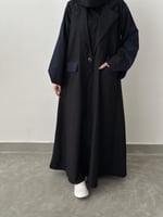 عبايه شتويه طقطق بليزر قماش جوخ اسود و كحلي مع طرح...