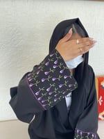 عباه تطريز بالكم باللون الموف و صفطه متحرك الموف