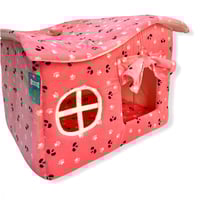 بيت قماشي للحيوانات باللون الوردي