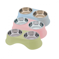 صحن اكل مع معدن للقطط والكلاب بألوان مختلفة