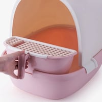 لتر بوكس للقطط مغلق حجم كبير بألوان مختلفة مع مجرف...