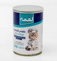 لقمه طعام رطب للقطط بقطع السالمون والروبيان في الم...