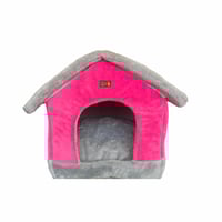 كوخ مناسب للحيوانات الأليفة لون وردي ورمادي