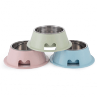 صحن اكل دائري مع معدن للقطط والكلاب