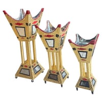 طقم مباخر كبير خشب مذهب ٣ قطع للزينة