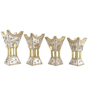 طقم مبخره 4 حبه منقوش ابو حلقه فضي ذهبي 4079