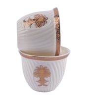 طقم فنجان قهوه سيراميك ابيض ذهبي XN04313