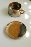 كوب مع صحن سيراميك لامع