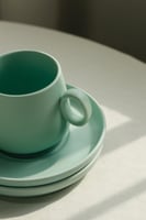 كوب مع صحن سيراميك أزرق فاتح