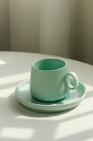 كوب مع صحن سيراميك أزرق فاتح