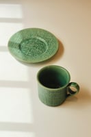 كوب مع صحن سيراميك- أخضر