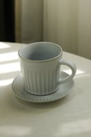 كوب مع صحن سيراميك رمادي