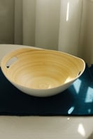 وعاء تقديم خيزران- أبيض