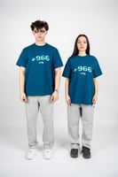 تيشيرت أزرق بطبعة +966 الأمامية وعبارة خلفية - Uni...