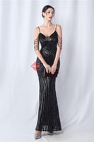 فستان سهرة ترتر مزين بالخرز اللامع