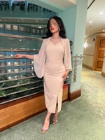 فستان ميد ناعم باكمام ستايل فراشه بليسيه