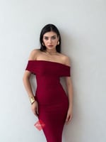 فستان سهرة ناعم دانتيل اوف شولدر