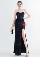 فستان سهرة طويل تب بخامة القطيفة الناعمة