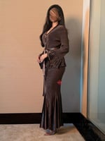 طقم فاخر قميص بأزرار مع حزام و تنورة بقصة حورية ال...